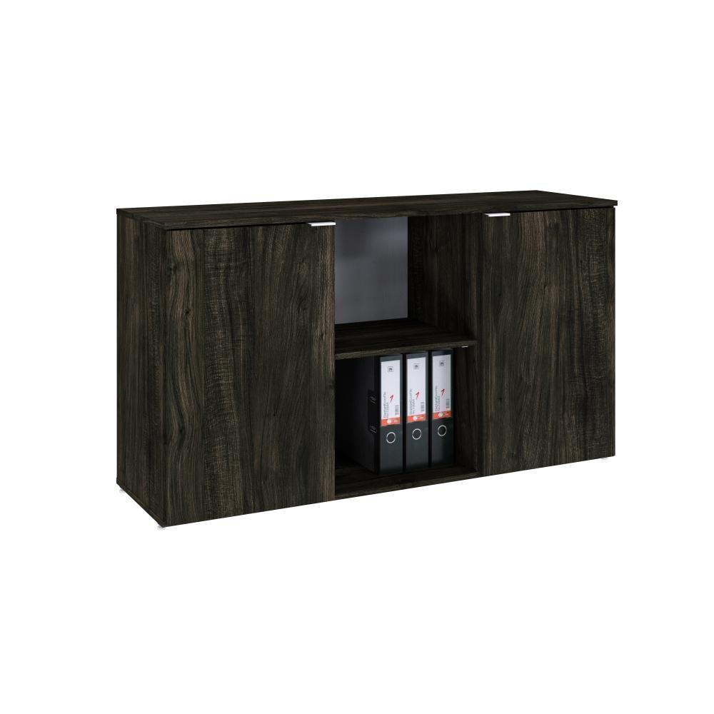 Armário Baixo Com 02 Portas E Nicho 75x135x42cm Wlab135 Carvalho Dark Branco - 1