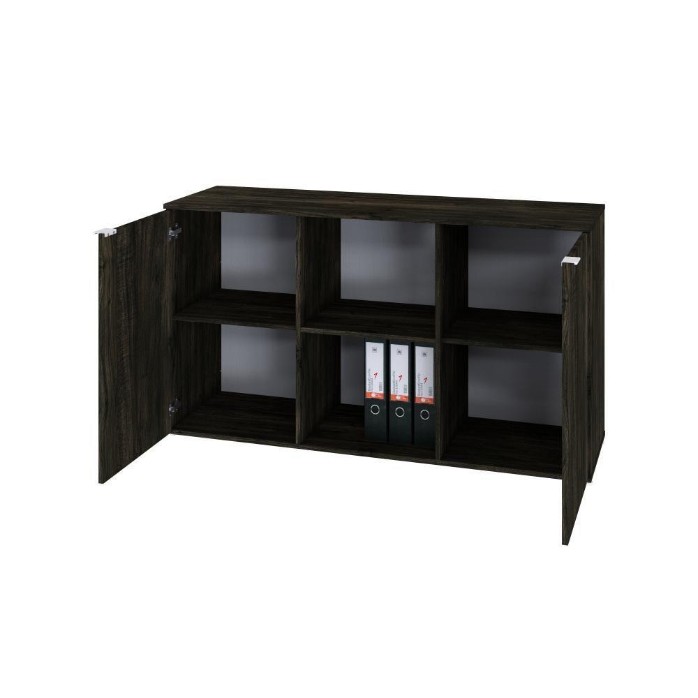 Armário Baixo Com 02 Portas E Nicho 75x135x42cm Wlab135 Carvalho Dark Branco - 5