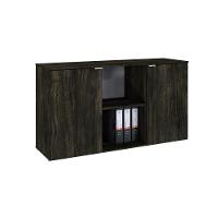 Armário Baixo Com 02 Portas E Nicho 75x135x42cm Wlab135 Carvalho Dark Branco - 1