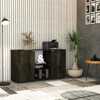 Armário Baixo Com 02 Portas E Nicho 75x135x42cm Wlab135 Carvalho Dark Branco - 2