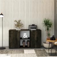 Armário Baixo Com 02 Portas E Nicho 75x135x42cm Wlab135 Carvalho Dark Branco