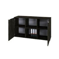 Armário Baixo Com 02 Portas E Nicho 75x135x42cm Wlab135 Carvalho Dark Branco - 5