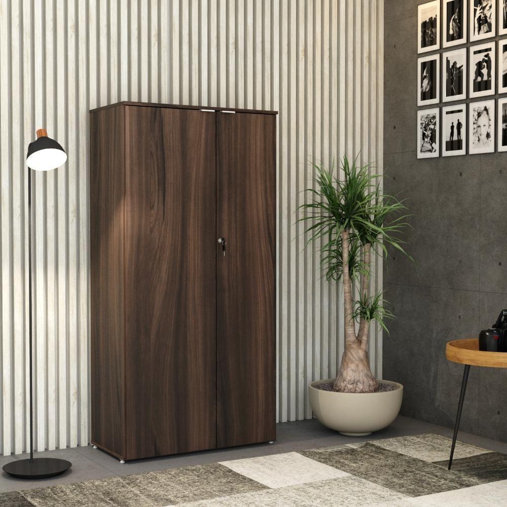 Armário Alto Fechado Com 02 Portas 161,5x80x42cm Wlaf80 Nogal - Branco - 3