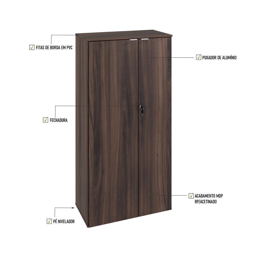 Armário Alto Fechado Com 02 Portas 161,5x80x42cm Wlaf80 Nogal - Branco - 4