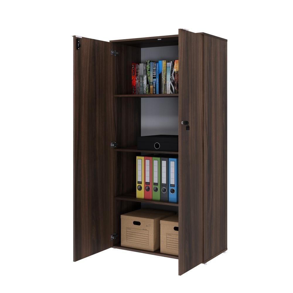 Armário Alto Fechado Com 02 Portas 161,5x80x42cm Wlaf80 Nogal - Branco - 5