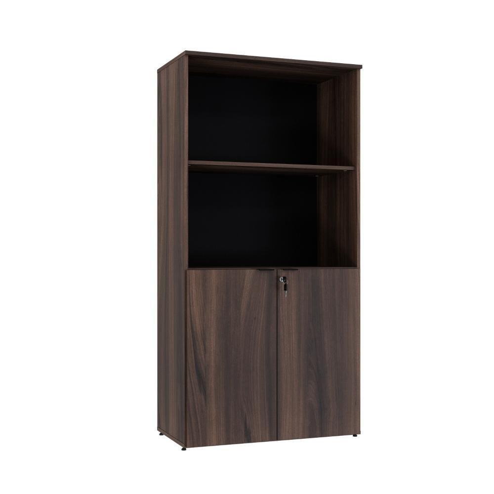 Armário Alto Estante Com 02 Portas 161,5x80x42cm Wlae80 Nogal - Preto - 1