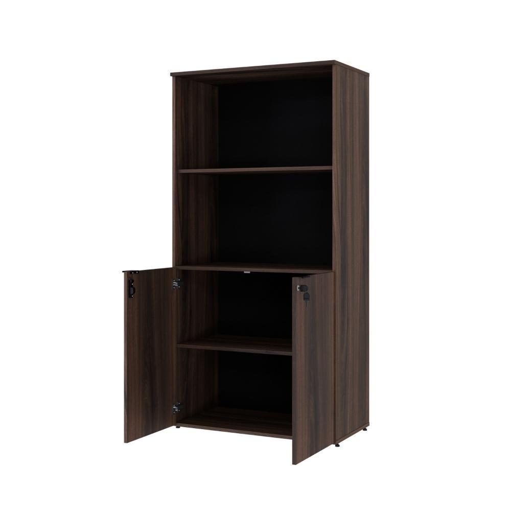 Armário Alto Estante Com 02 Portas 161,5x80x42cm Wlae80 Nogal - Preto - 4