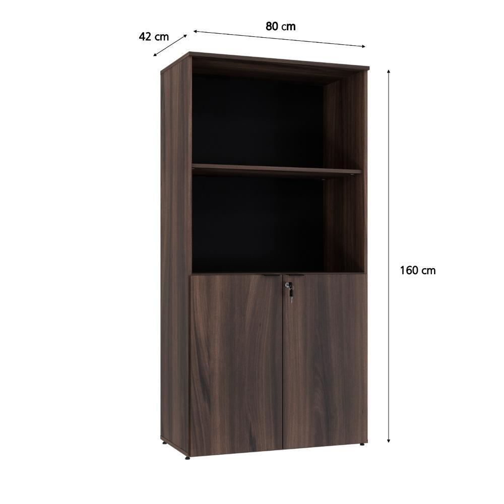 Armário Alto Estante Com 02 Portas 161,5x80x42cm Wlae80 Nogal - Preto - 5