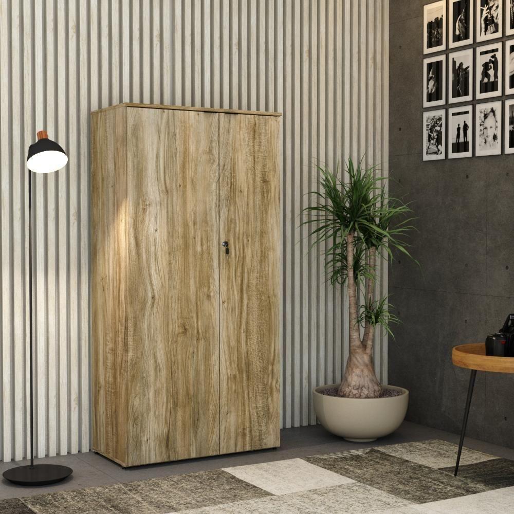 Armário Alto Fechado Com 02 Portas 161,5x80x42cm Wlaf80 Carvalho - Preto - 2