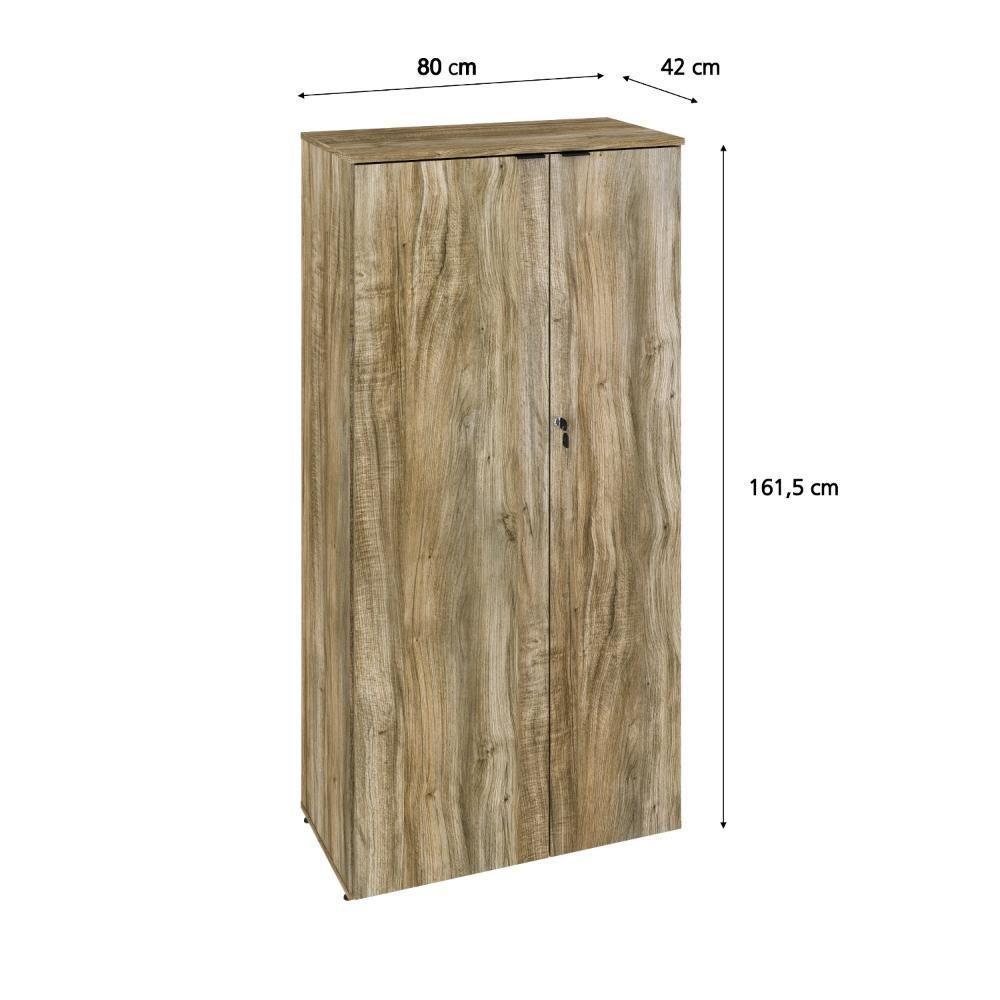Armário Alto Fechado Com 02 Portas 161,5x80x42cm Wlaf80 Carvalho - Preto - 6