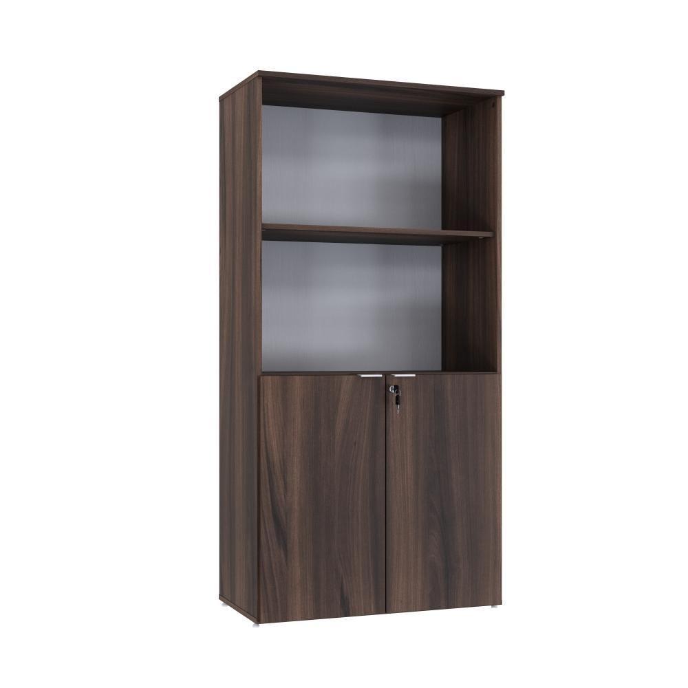 Armário Alto Estante Com 02 Portas 161,5x80x42cm Wlae80 Nogal - Branco - 1