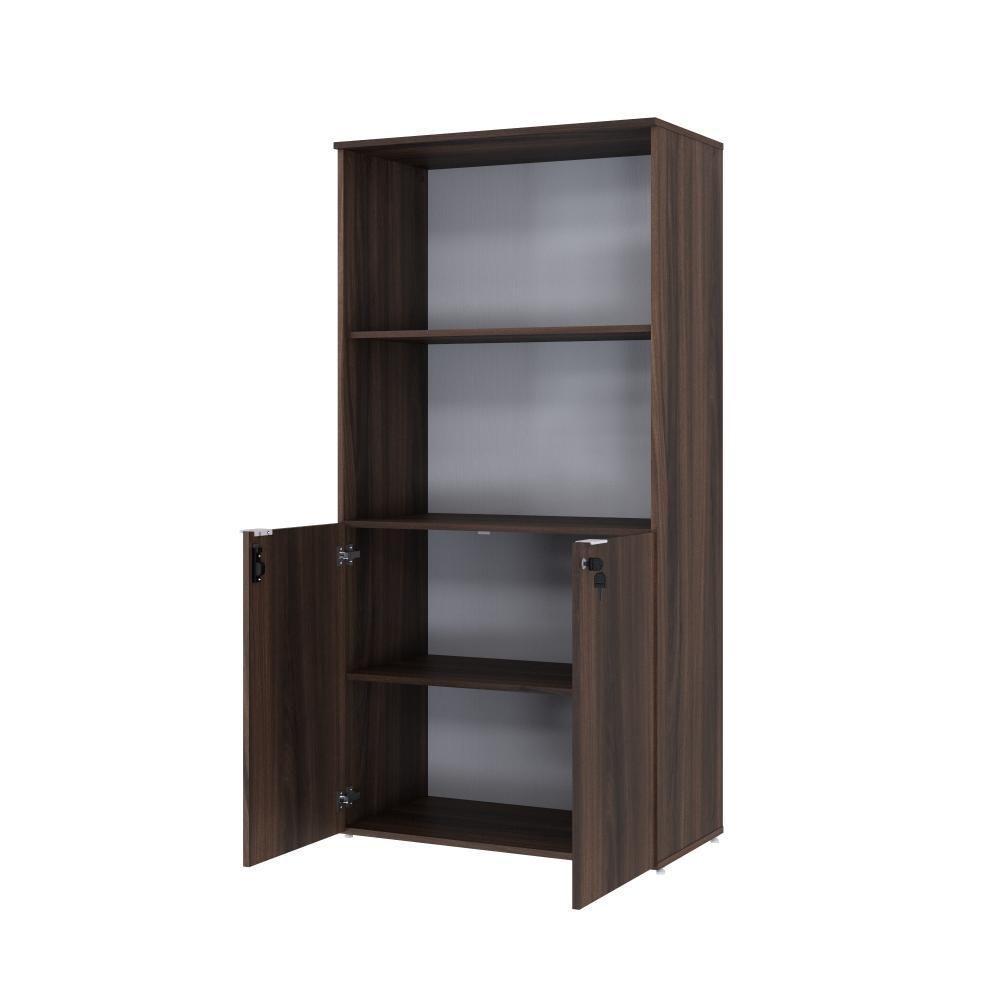 Armário Alto Estante Com 02 Portas 161,5x80x42cm Wlae80 Nogal - Branco - 2