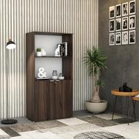 Armário Alto Estante Com 02 Portas 161,5x80x42cm Wlae80 Nogal - Branco