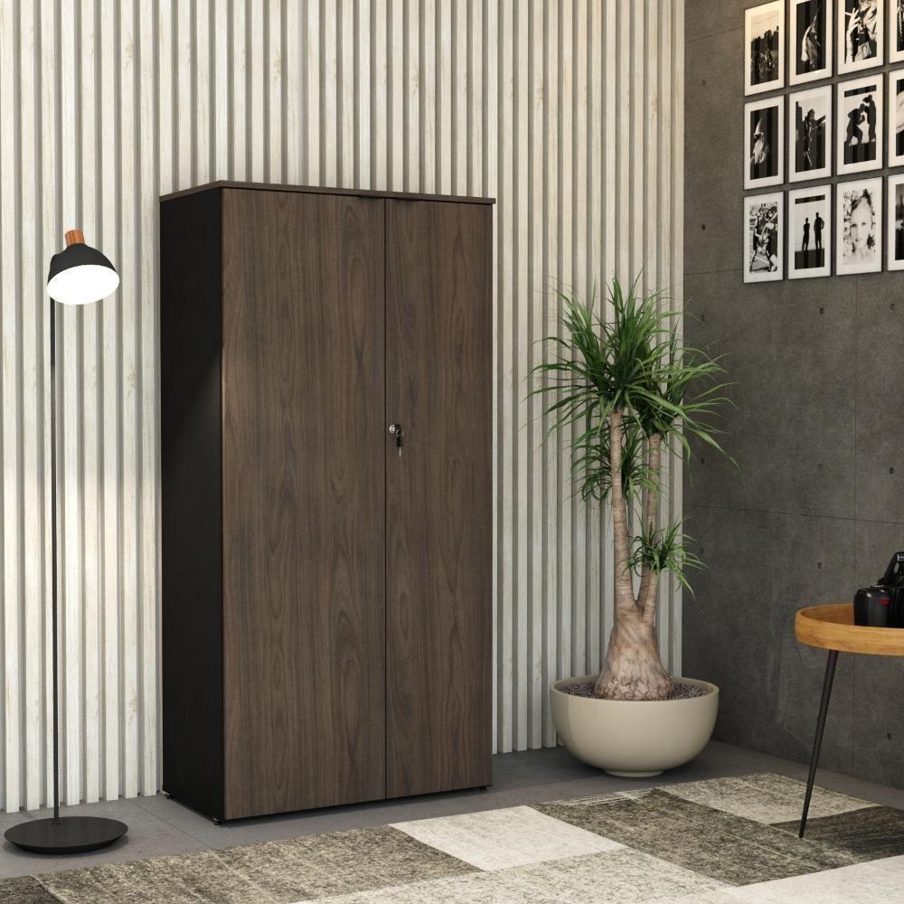 Armário Alto Fechado Com 02 Portas 161,5x80x42cm Wlaf80 Preto Tx Com terracota - 2