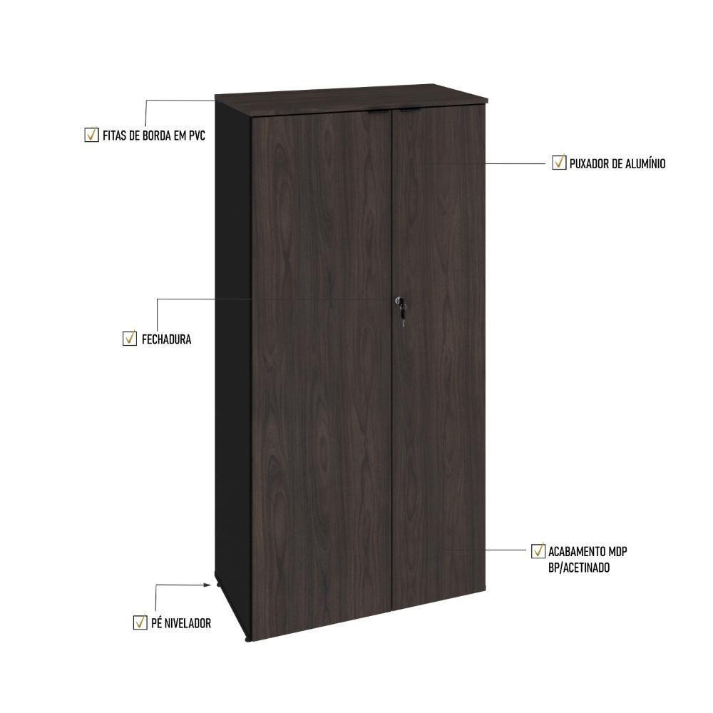 Armário Alto Fechado Com 02 Portas 161,5x80x42cm Wlaf80 Preto Tx Com terracota - 3