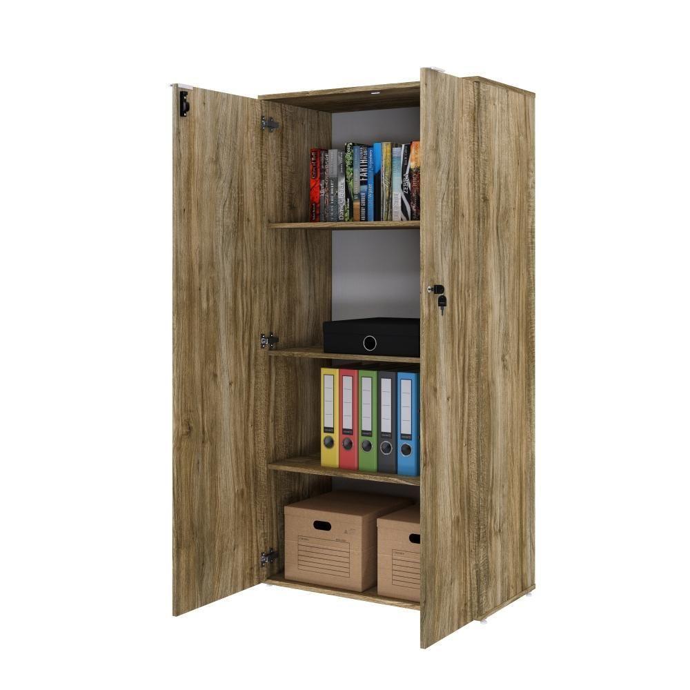 Armário Alto Fechado Com 02 Portas 161,5x80x42cm Wlaf80 Carvalho - Branco - 5