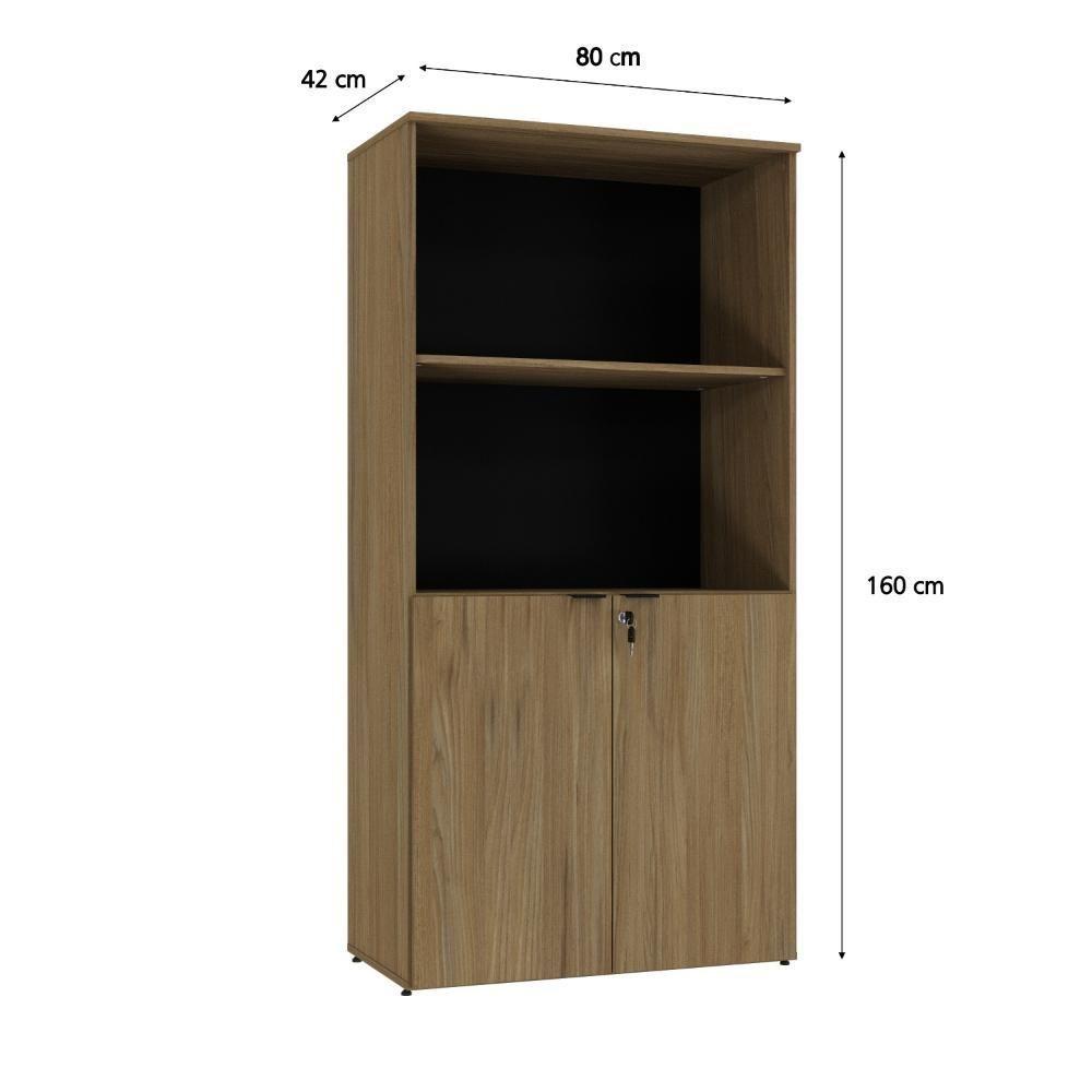 Armário Alto Estante Com 02 Portas 161,5x80x42cm Wlae80 Vermont Oak - Preto - 6