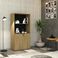 Armário Alto Estante Com 02 Portas 161,5x80x42cm Wlae80 Vermont Oak - Preto - 2