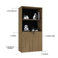 Armário Alto Estante Com 02 Portas 161,5x80x42cm Wlae80 Vermont Oak - Preto - 3
