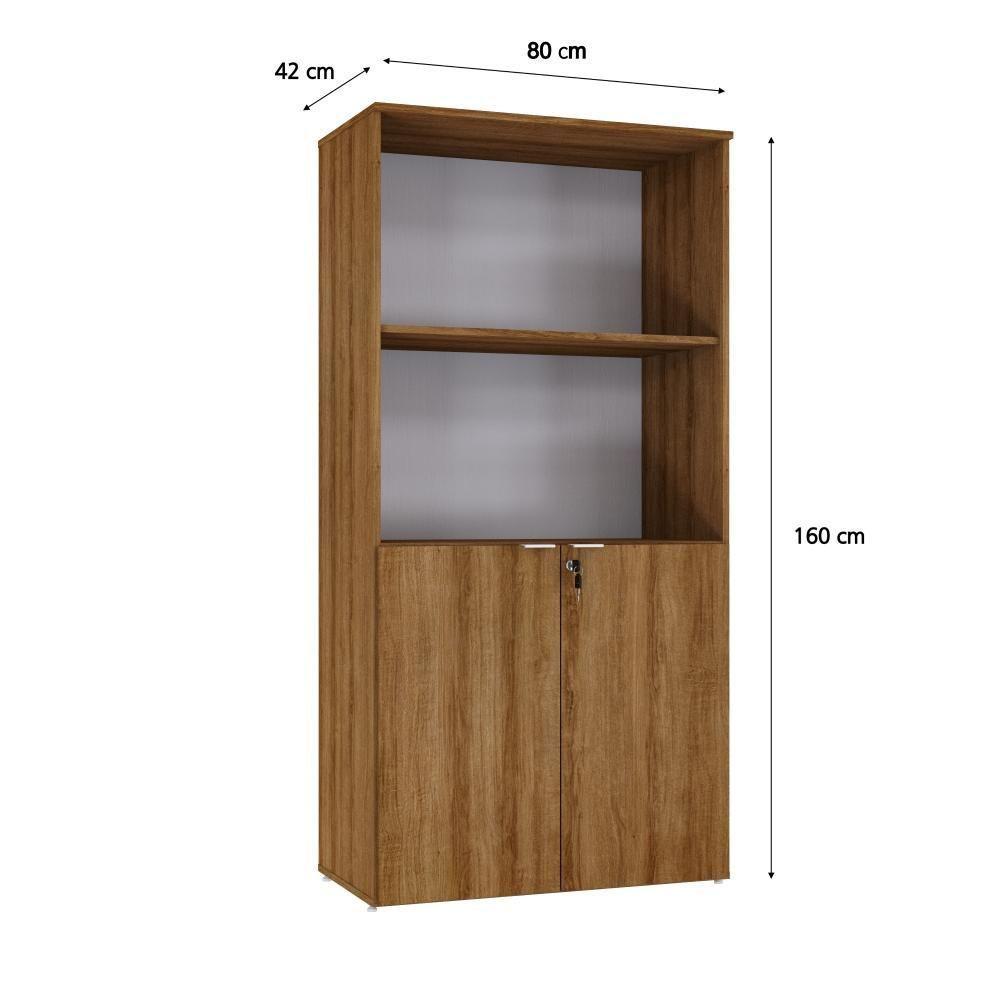 Armário Alto Estante Com 02 Portas 161,5x80x42cm Wlae80 Lâmina Mel - Branco - 6