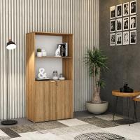 Armário Alto Estante Com 02 Portas 161,5x80x42cm Wlae80 Lâmina Mel - Branco - 2