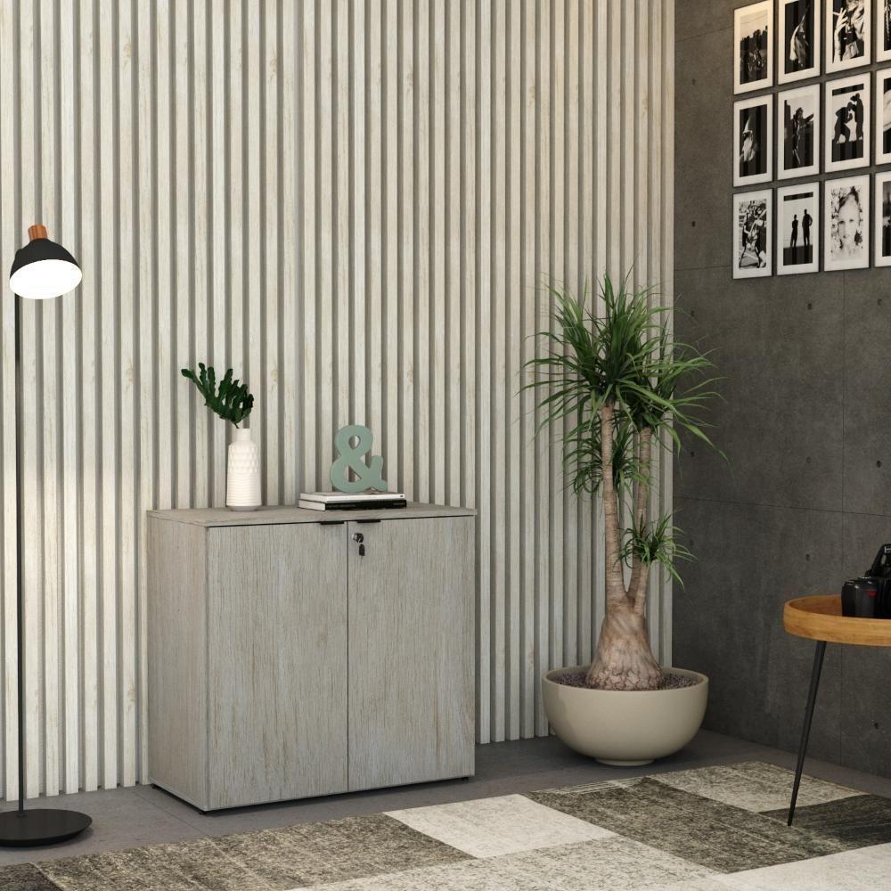 Armário Baixo Com 02 Portas 75x80x42cm Wlab80 Snow Preto - 2