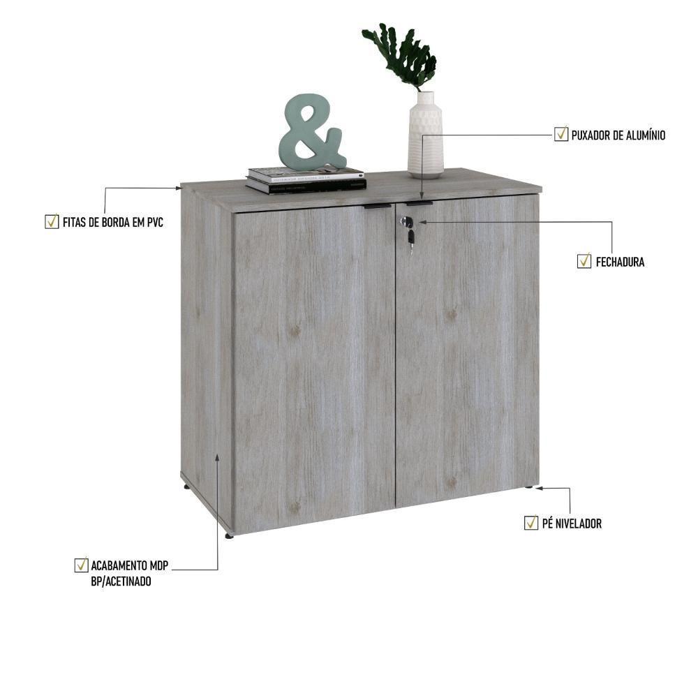 Armário Baixo Com 02 Portas 75x80x42cm Wlab80 Snow Preto - 3