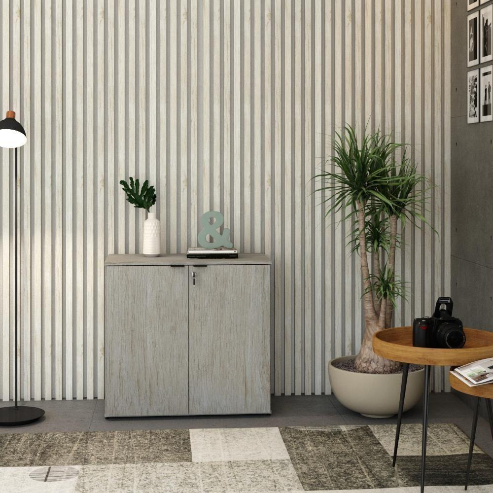 Armário Baixo Com 02 Portas 75x80x42cm Wlab80 Snow Preto - 4