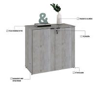 Armário Baixo Com 02 Portas 75x80x42cm Wlab80 Snow Preto - 3