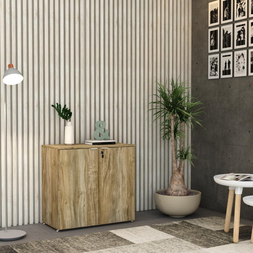 Armário Baixo Com 02 Portas 75x80x42cm Wlab80 Carvalho Branco - 3