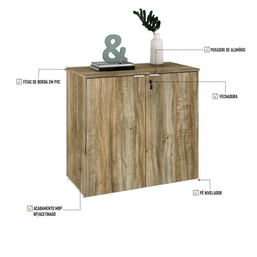 Armário Baixo Com 02 Portas 75x80x42cm Wlab80 Carvalho Branco - 4