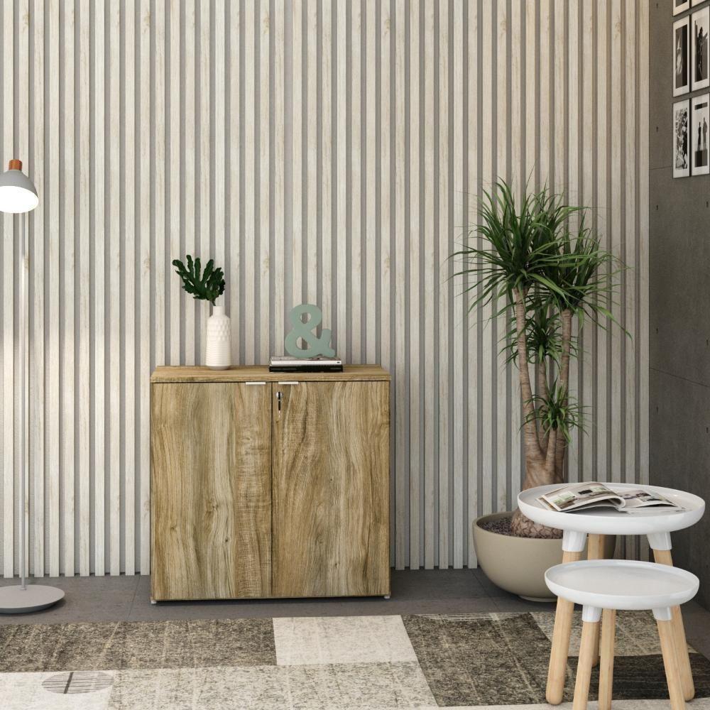 Armário Baixo Com 02 Portas 75x80x42cm Wlab80 Carvalho Branco - 5