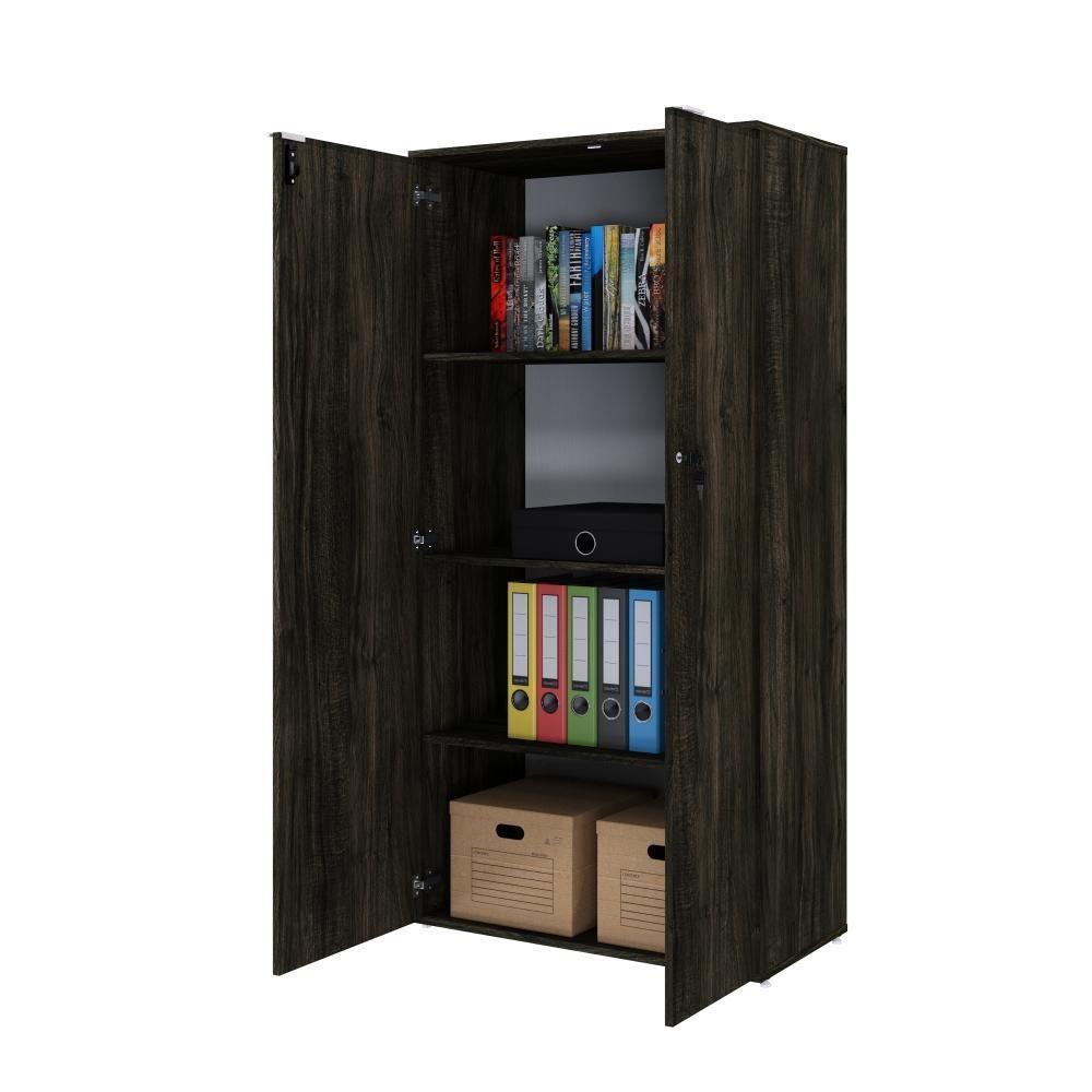 Armário Alto Fechado Com 02 Portas 161,5x80x42cm Wlaf80 Carvalho Dark - Branco - 5