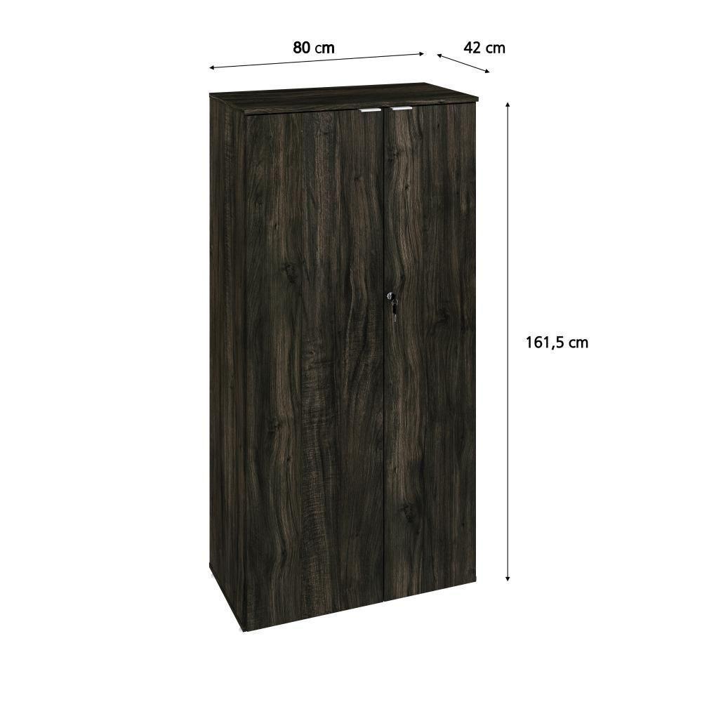 Armário Alto Fechado Com 02 Portas 161,5x80x42cm Wlaf80 Carvalho Dark - Branco - 6