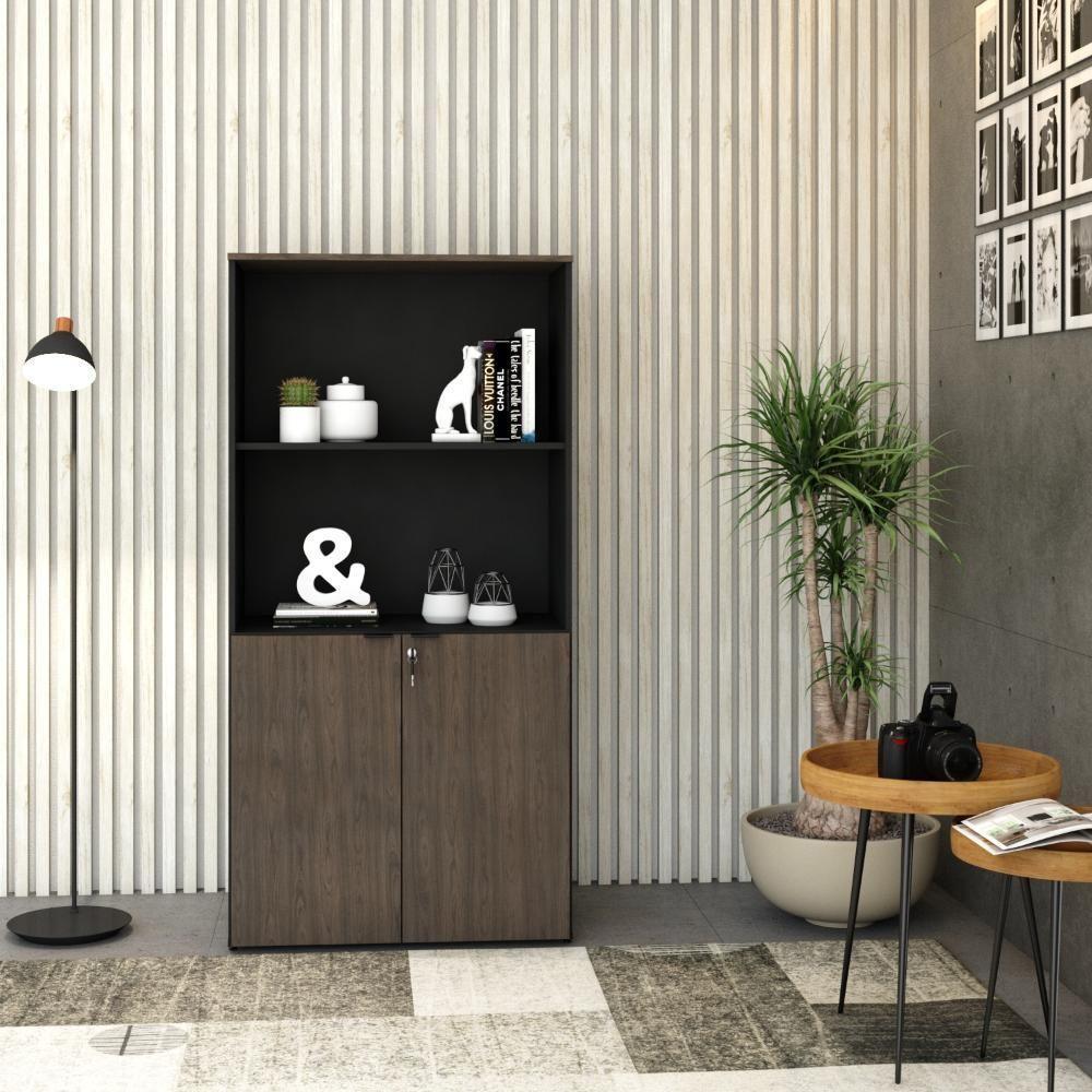 Armário Alto Estante Com 02 Portas 161,5x80x42cm Wlae80 Preto Tx Com terracota - 4