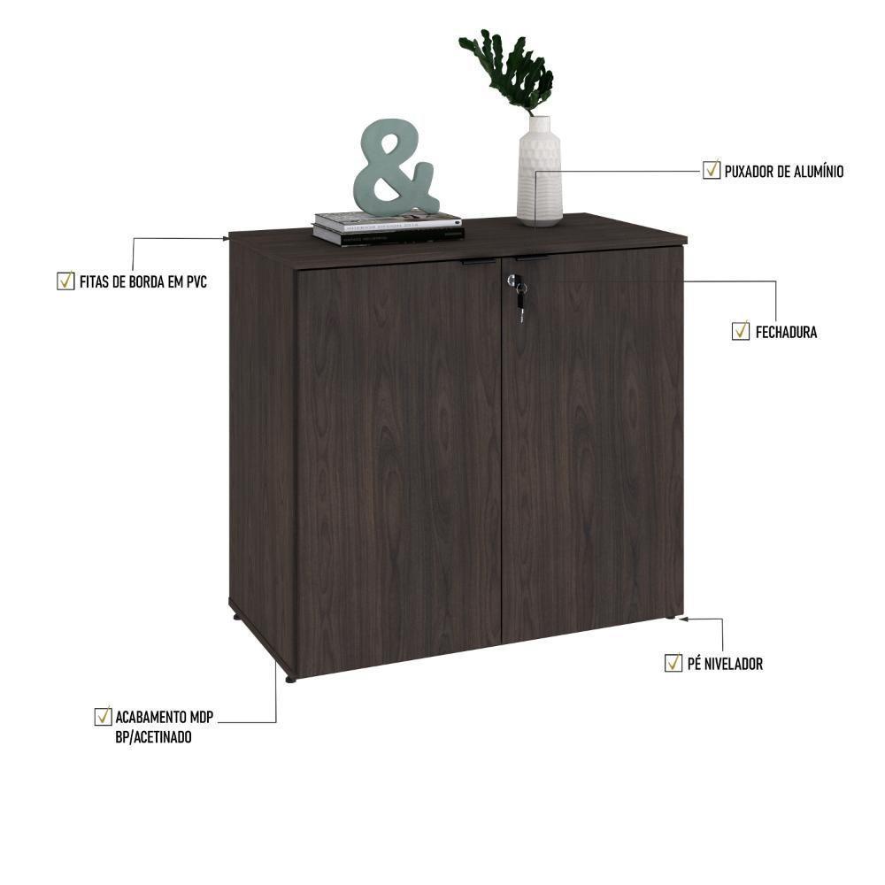 Armário Baixo Com 02 Portas 75x80x42cm Wlab80 Terracota Preto - 2