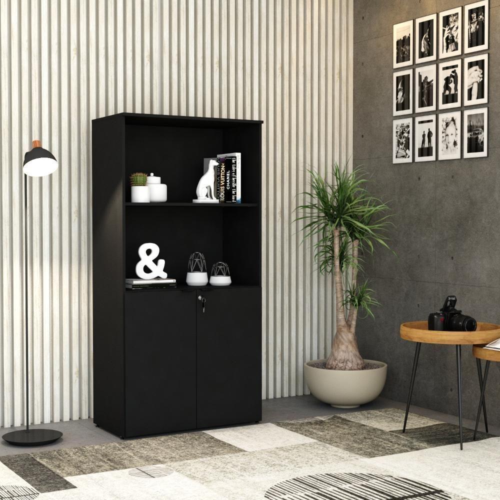 Armário Alto Estante Com 02 Portas 161,5x80x42cm Wlae80 Preto ônix - 2