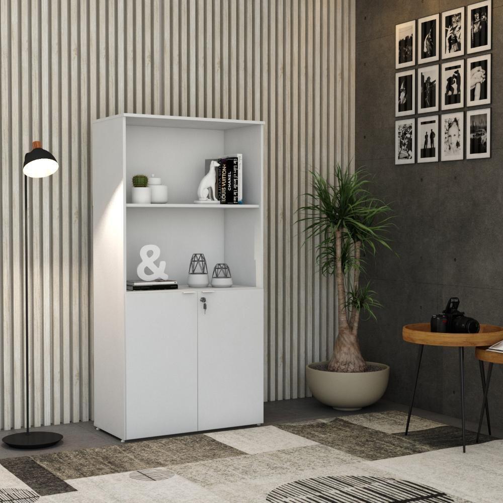 Armário Alto Estante Com 02 Portas 161,5x80x42cm Wlae80 Branco Chess - 2