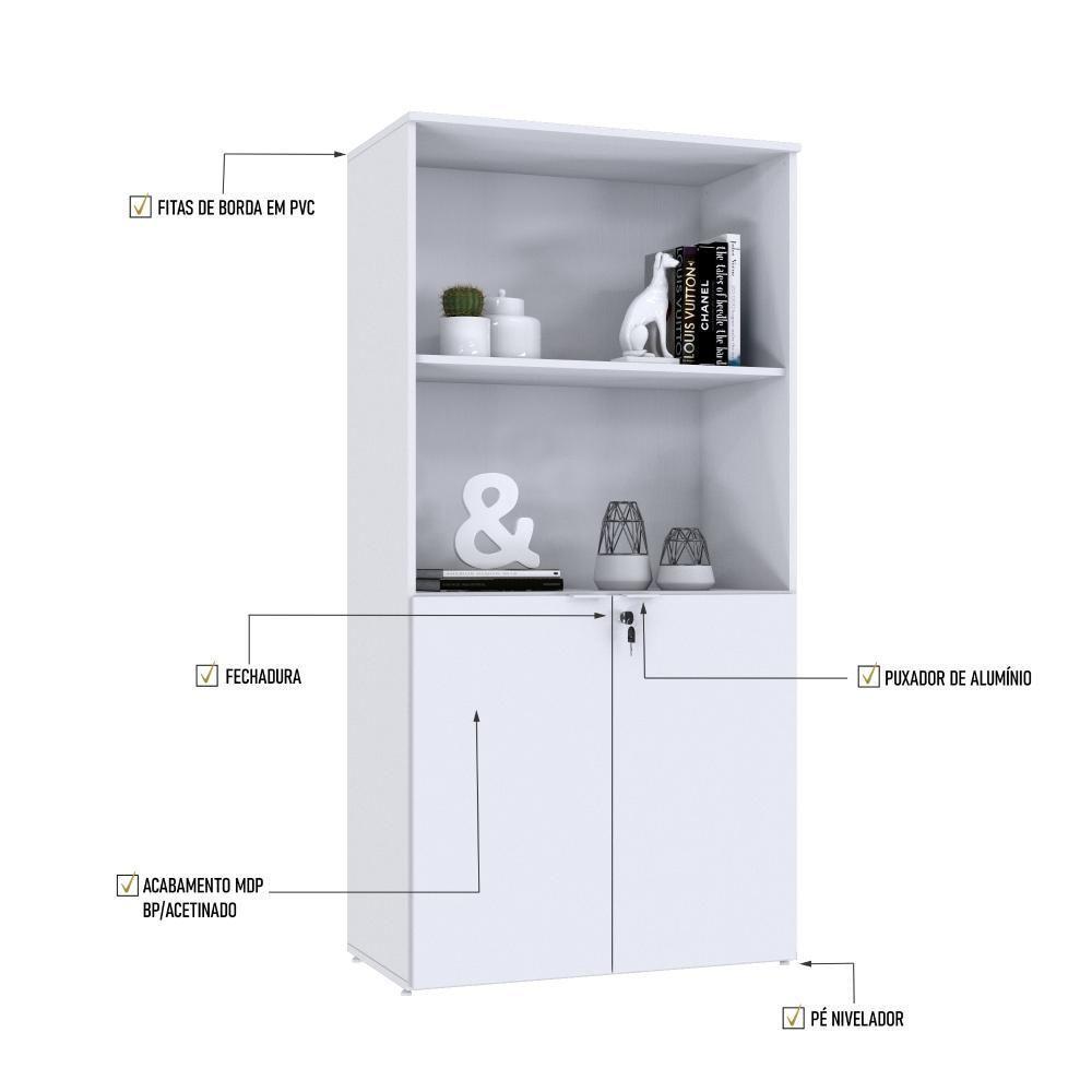 Armário Alto Estante Com 02 Portas 161,5x80x42cm Wlae80 Branco Chess - 3