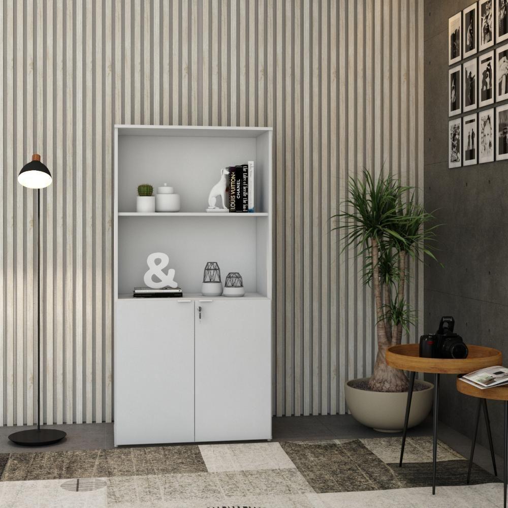 Armário Alto Estante Com 02 Portas 161,5x80x42cm Wlae80 Branco Chess - 4