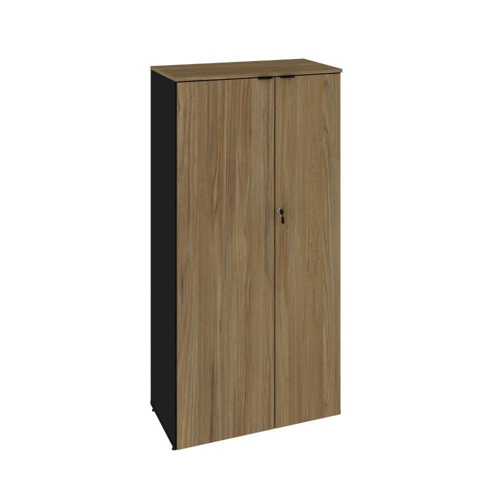 Armário Alto Fechado Com 02 Portas 161,5x80x42cm Wlaf80 Preto Tx Com vermont Oak - 1