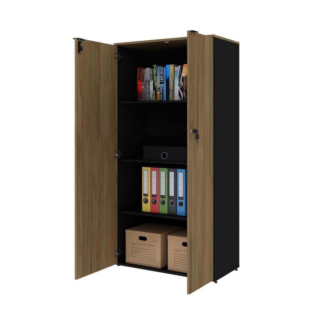 Armário Alto Fechado Com 02 Portas 161,5x80x42cm Wlaf80 Preto Tx Com vermont Oak - 5