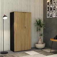 Armário Alto Fechado Com 02 Portas 161,5x80x42cm Wlaf80 Preto Tx Com vermont Oak - 2