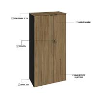 Armário Alto Fechado Com 02 Portas 161,5x80x42cm Wlaf80 Preto Tx Com vermont Oak - 3