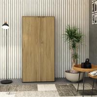 Armário Alto Fechado Com 02 Portas 161,5x80x42cm Wlaf80 Preto Tx Com vermont Oak