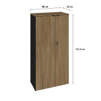Armário Alto Fechado Com 02 Portas 161,5x80x42cm Wlaf80 Preto Tx Com vermont Oak - 6