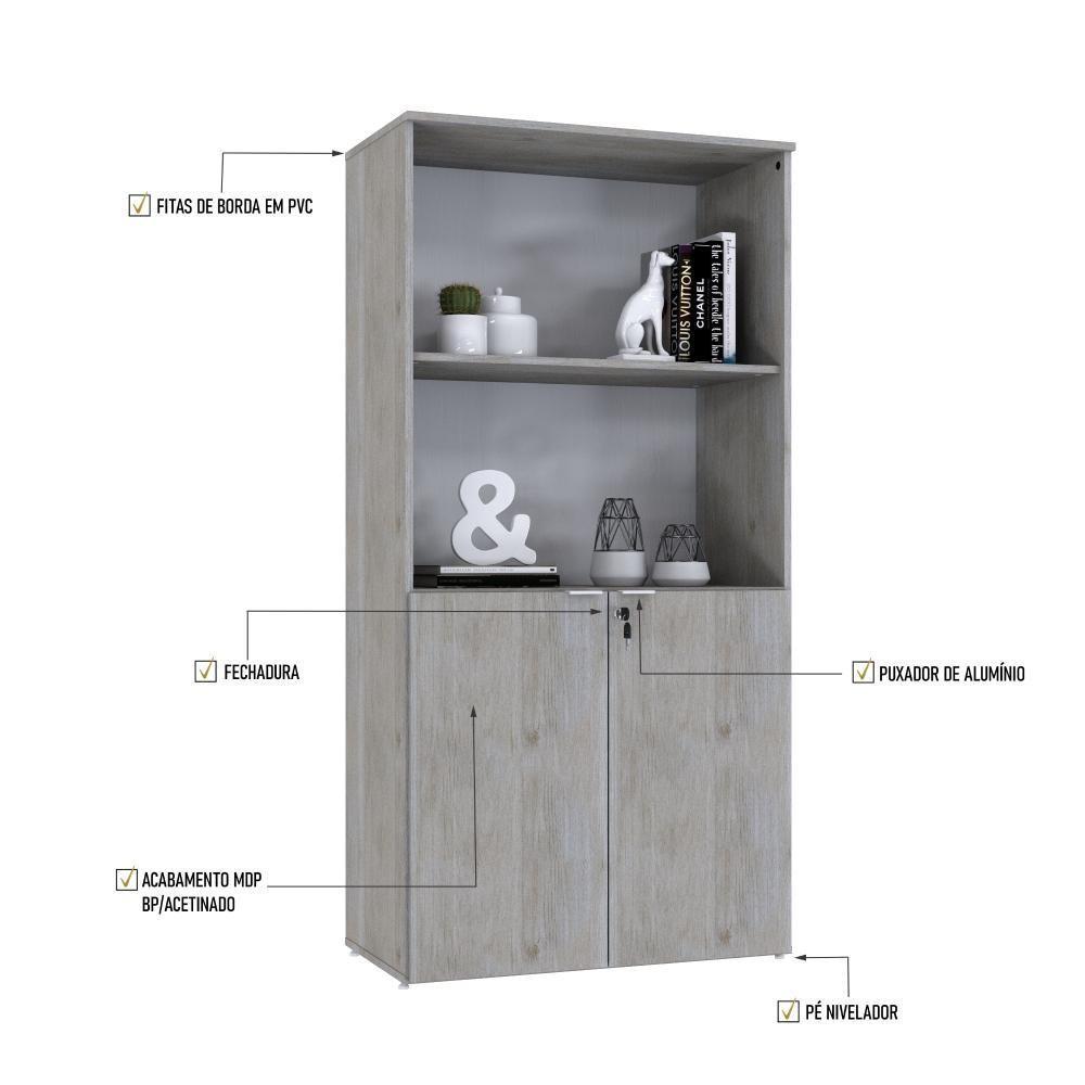 Armário Alto Estante Com 02 Portas 161,5x80x42cm Wlae80 Snow - Branco - 2