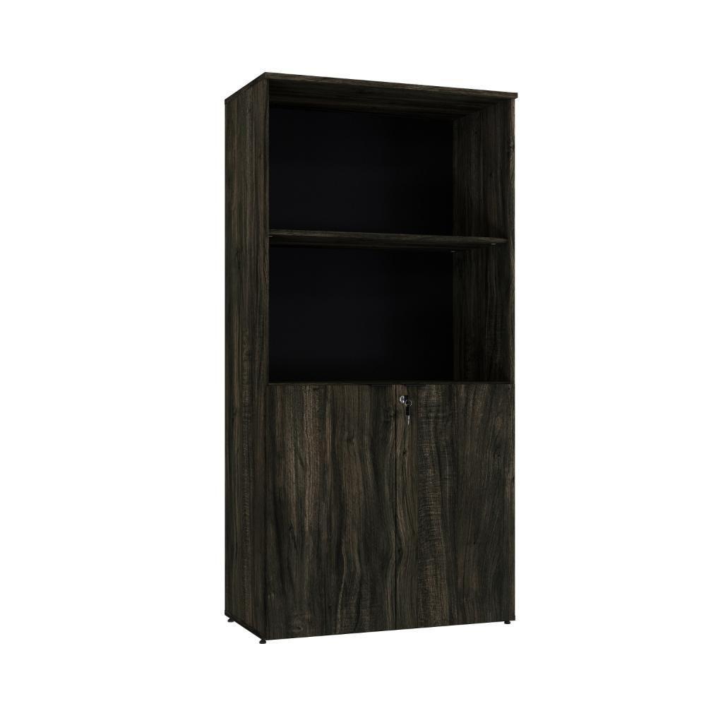 Armário Alto Estante Com 02 Portas 161,5x80x42cm Wlae80 Carvalho Dark - Preto - 1
