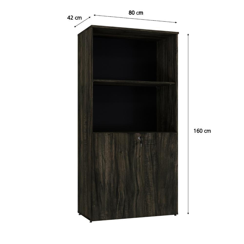 Armário Alto Estante Com 02 Portas 161,5x80x42cm Wlae80 Carvalho Dark - Preto - 6
