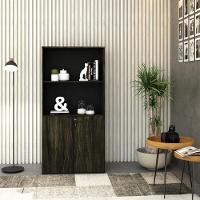 Armário Alto Estante Com 02 Portas 161,5x80x42cm Wlae80 Carvalho Dark - Preto